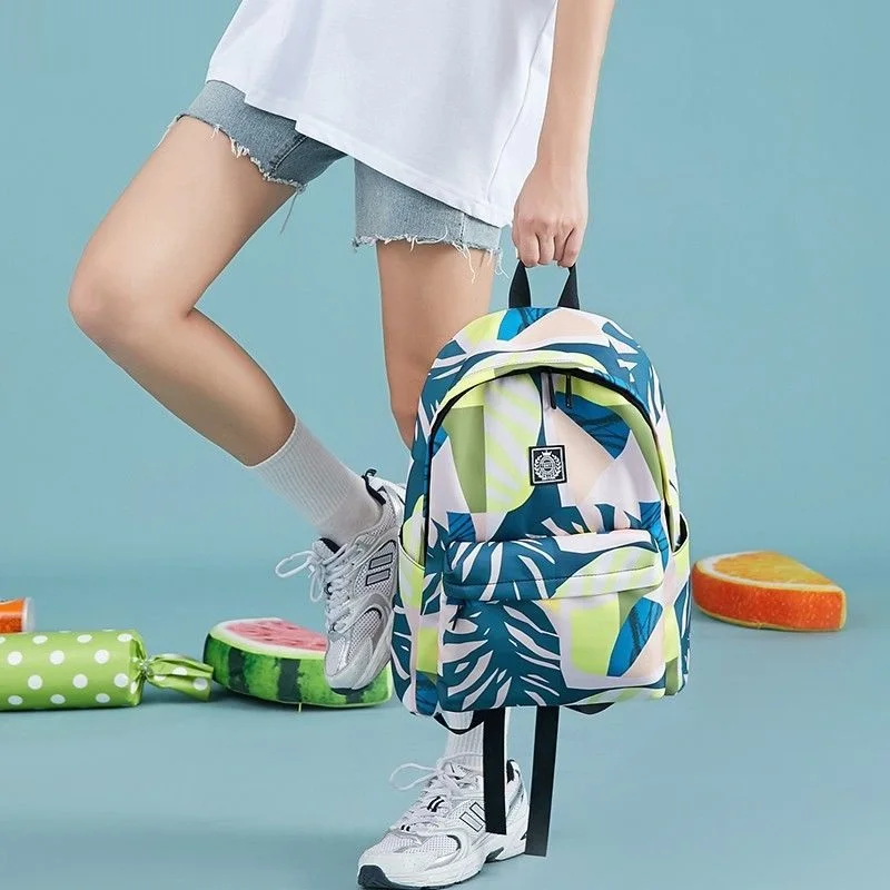New fashion trend Printed backpack women's schoolbag ins Korean travel daypack back pack college school student book bag satchel
