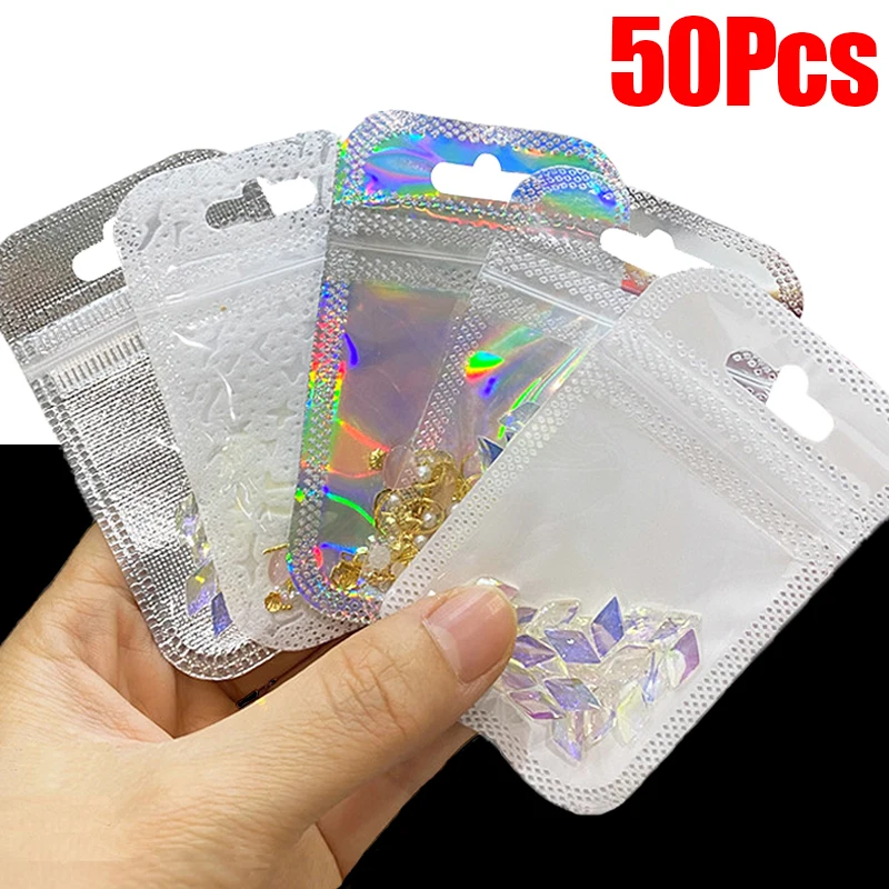 

50pcs Transparent Jewelry Self Sealing Bags Display Packaging Storage Bag Desktop Drawer Organizer Resealable Plastic Pouch Bags