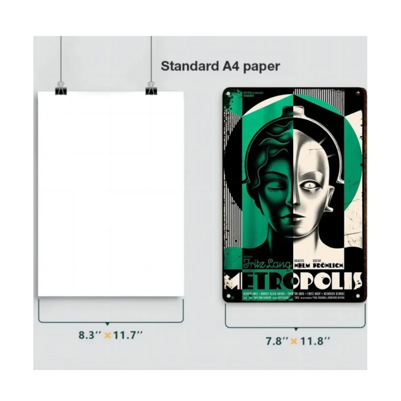 Винтажная Металлическая Вывеска 1927 Немецкая Пленка Метрополис Настенная