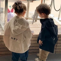 kids clothes girls jackets autumn letter print boy casual hooded trench coat for babies cotton zipper young childrens clothing