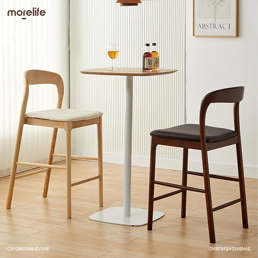 Скандинавские бытовые барные стулья из цельного дерева белые китайские высокие