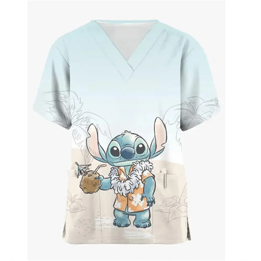 Футболка Miniso женская с карманами рубашка V-образным вырезом одежда для больниц