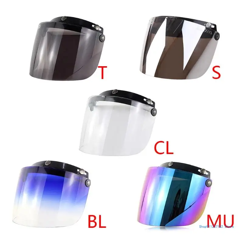 

Universal 3-Snap Flip Up Open Face Motorcycle Helmet Visor Lens Shield Sunglass