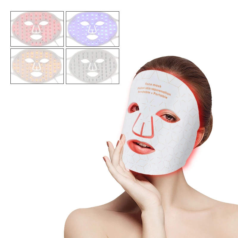 

Light Soft Silicone 4 Color Skin Therapy Rejuvenation Photon Mask Facial Anti Aging Tightening Wrinkles LED Face Mask