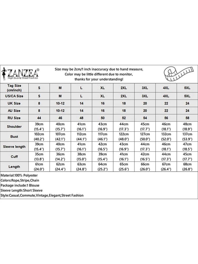 Праздничная блузка с принтом в полоску ZANZEA женские блузы коротким рукавом лето