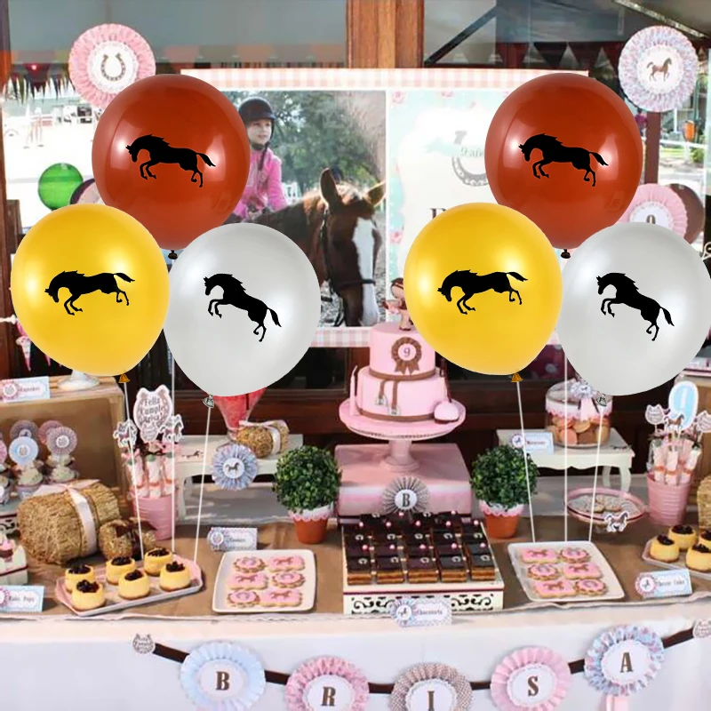 

10pcs 12 Inch Round Horse Print Latex Balloon Red Red Grey Animal Theme Party Decor Baby Shower Birthday Bash Decoration Supply