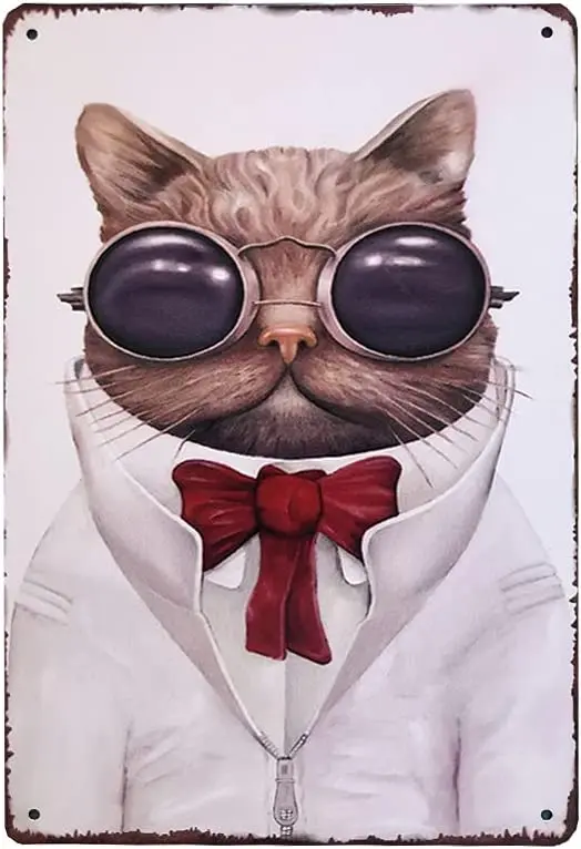 

BOJMFUL Cute Cat Animals Metal Tin Sign Retro Vintage Wall Plaque for Bar Cafe Home Decor 12x8 Inch (2)