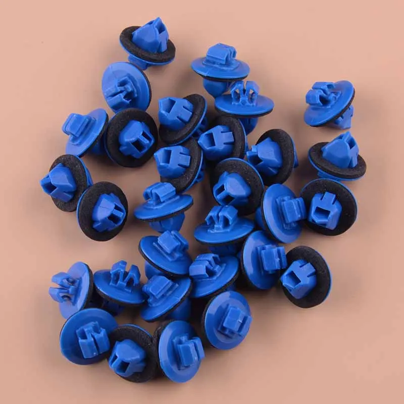 

75396-35020, 30 шт., синие фиксаторы для автомобильных крыльев, боковые Брызговики, литье колесной арки, накладки, подходят для Lexus Toyota 4runner Tacoma GX470