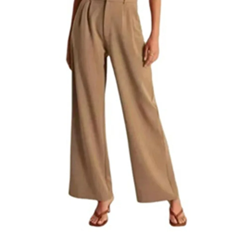 Commuting Draping Slimming Pocket High Waist Wide Leg Pants 2023nsummer Fashion Hundred Match Belt Wide Leg Casual Suit Pants