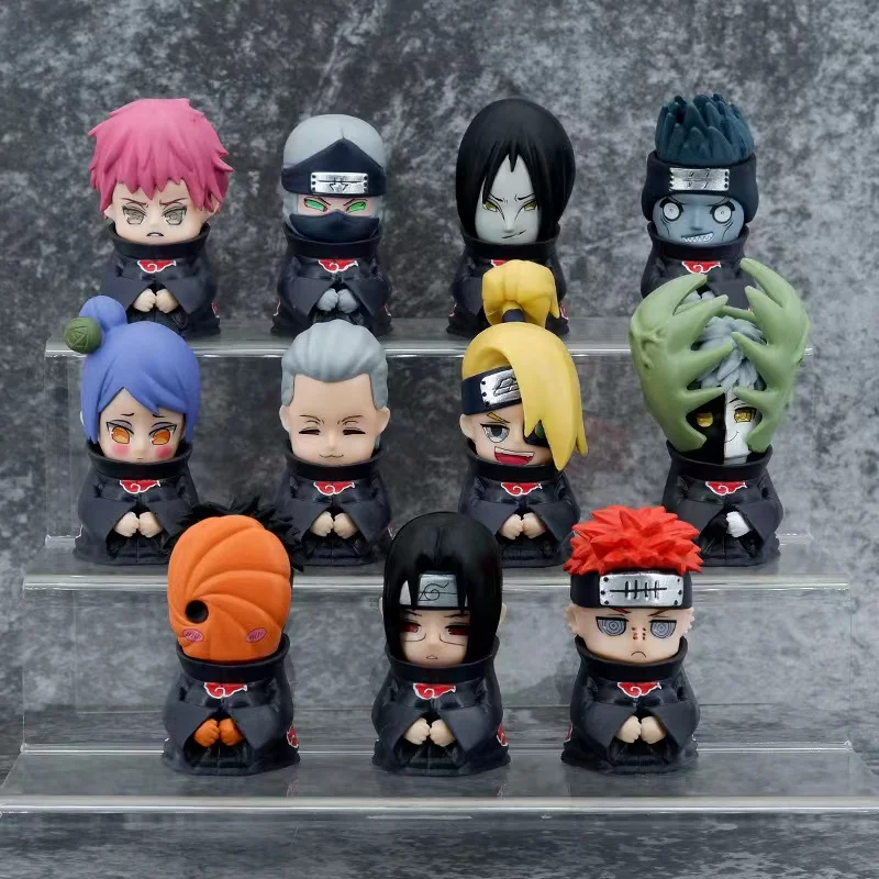 

11PCS Naruto Uzumaki Kakashi Uchiha Sasuke Itachi Anime Figure Toy Q Cute Figural Nendoroid Car Decoration PVC Model Gift Toys