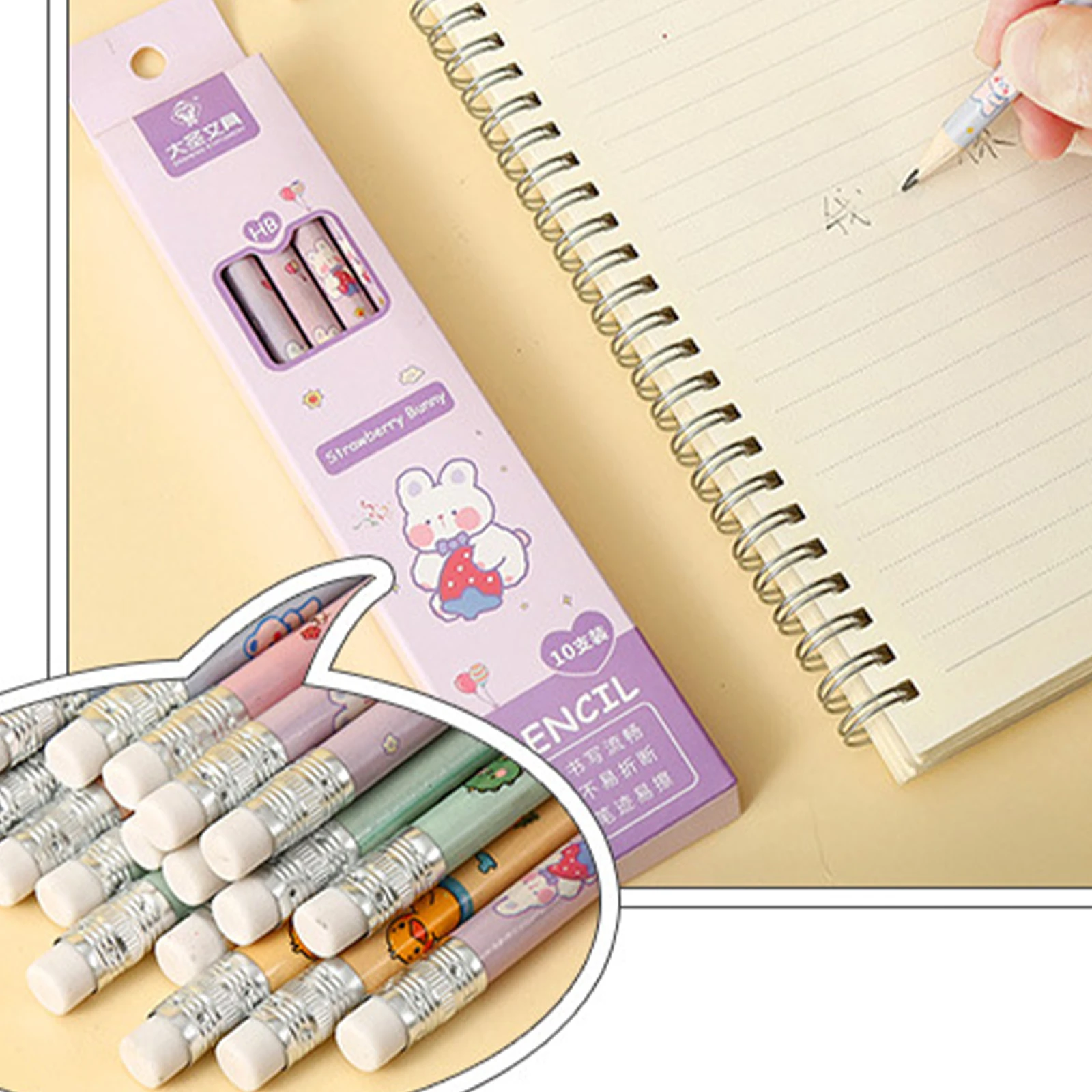 

10pcs\set Durable Cartoon Pencils HB cute gifts pens for Students writing suppplies for School and Art office stationery