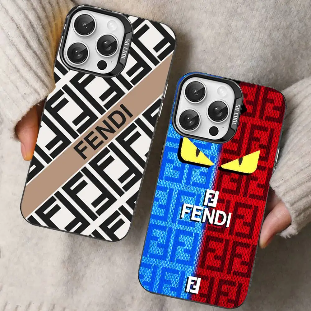 Фото Роскошный чехол для телефона с логотипом F-fendi для iPhone 17, 16, 15, 14, 11, 12, 13 Pro Max Plus Pro, цветной, серебристый №1