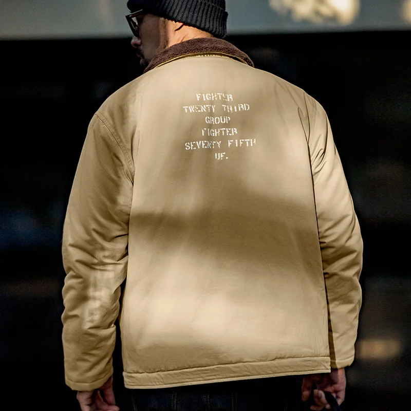 Maden Vintage N1 Deck Jackets for Men Amekaji Winter Windbreak Military Cardigan Coats Casual Padding Jacket Warm Short Parkas