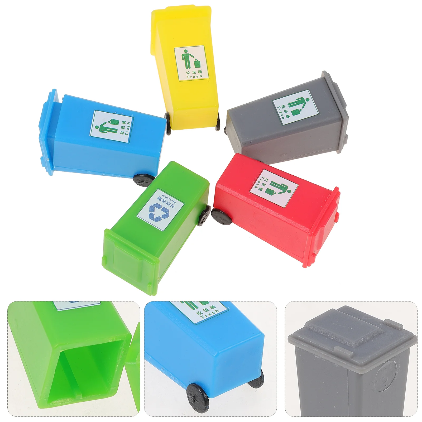 

5 Pcs Mini Countertop Trash Can Kids Toys Boys Garbage Truck Toys Miniature Trash Can Mini Trash Can Garbage Can Garbage Toys