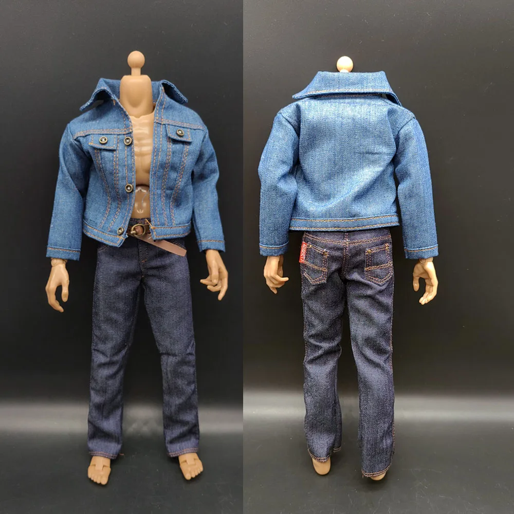 

Мужской аксессуар для фигуры в масштабе 1/6, джинсовая куртка, пальто, верхняя рубашка, джинсовая модель одежды для экшн-фигурки 12 дюймов