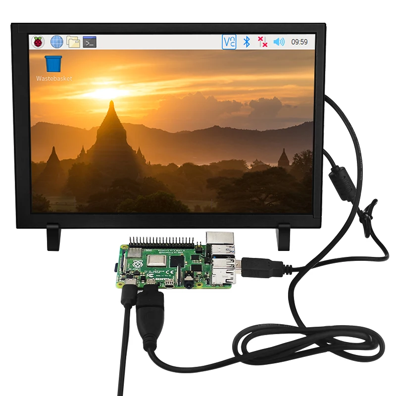 Фото 10,1 дюймовый емкостный ЖК-дисплей Raspberry Pi 4B с сенсорным экраном, 1280x80 0 дисплей с акриловым держателем монитора для Nvidia Jetson Nano №3
