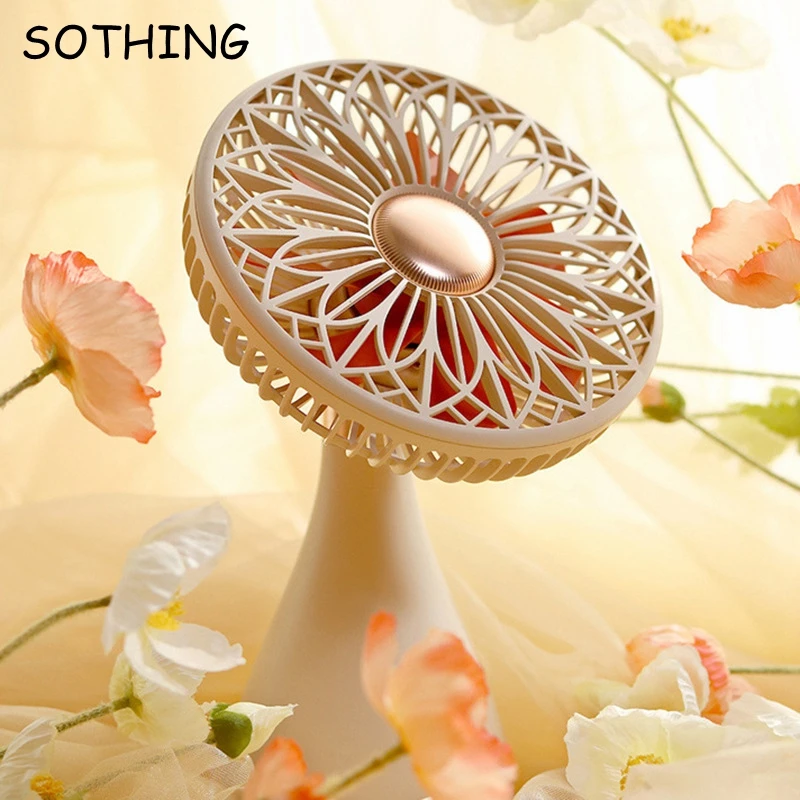 

Sothing Desktop Fan Shaking Head 3rd Gear Mini Cooling Fan Type-C Chargeable Portable Low Noise Fan