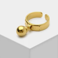 amorita boutique design metal gold color open ring wide ring with ball chain ring for women lady girl punk round geo finger ring