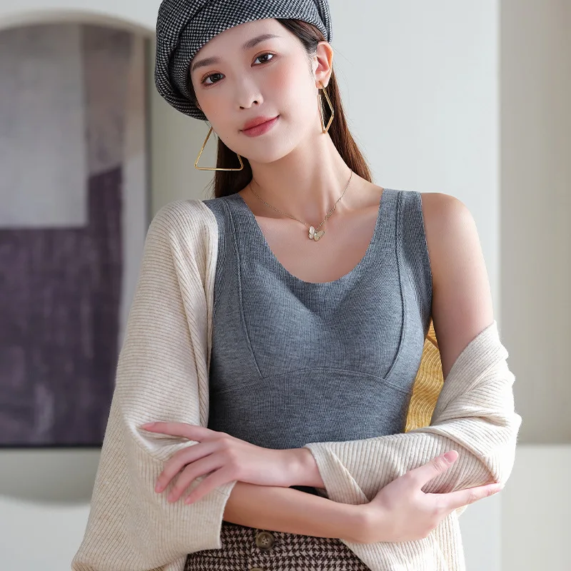 Women's Thermal Underwear Fleece Top Woman Winter Vest 1PC Thermo Lingerie Seamless Push Up Padded Bra High Elasticity Intimate