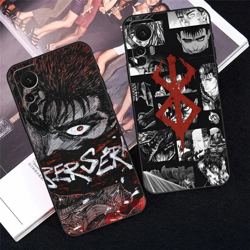 

Anime Berserk Guts Phone Case For Redmi Note 10S 11 10 9S 8T 7 8 9 9T 10 10X K30 K40 Pro Black Silicone Cover
