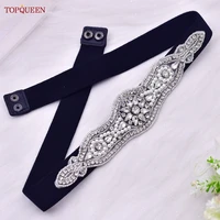topqueen s18 b women dress elastic belt gown decoration rhinestones appliques dresses for female fashion crystal diamond belts