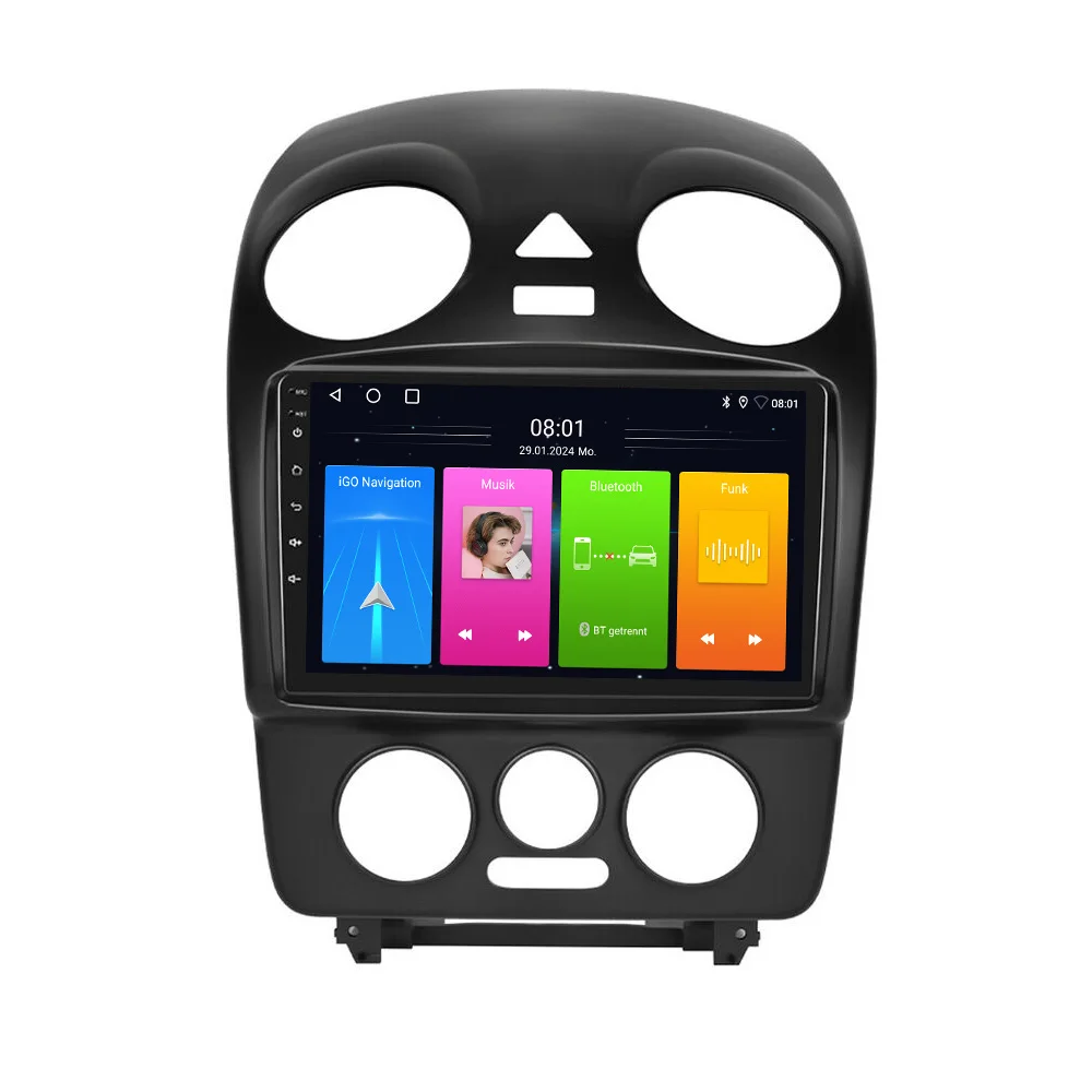 Фото Автомагнитола Android с беспроводным CarPlay, GPS-навигацией и HD-камерой заднего вида для VW New Beetle Cabriolet 1C1 9C1 1Y7 Coupe Cabrio 5C №1