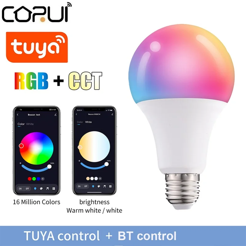 

CORUI Tuya Smart LED Bulb Light 10W Lamp E27 RGBW Lamp Color Changing Lamp Bulb RGB CCT Decor Smart Home Assistant