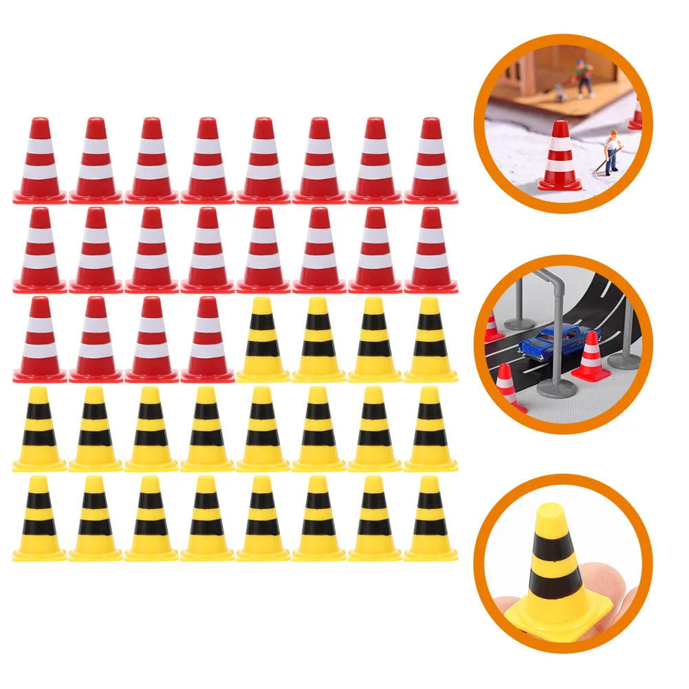 

40 Pcs Road Traffic Toys Scene Mini Sign Cones Parking Plastic Miniature Signs Child Kids Sand Table