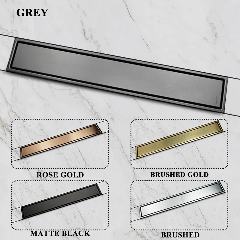 Скрытый скрытый слив воды для ванной комнаты черного и золотого цвета со съемным