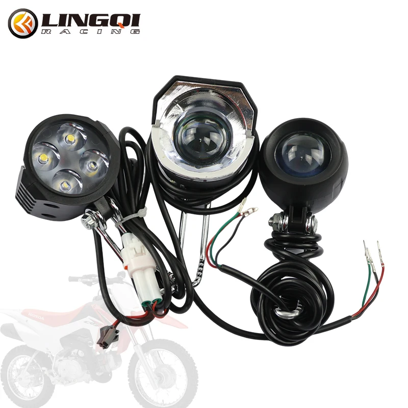 LINGQI Go Kart Светодиодная лампа для мотоцикла передняя с гудком питбайка фары