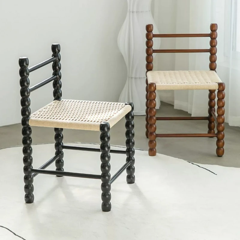 Nordic Rope Woven Dining Chairs Modern Simple French Retro Chair Fashionable