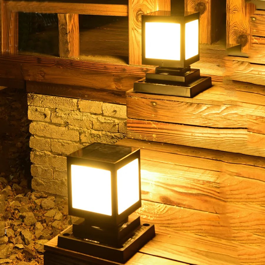 

Solar Stigma Column Lamp IP65 Waterproof LED Fence Gate Pillar Column Head Light Outdoor Solar Post Light For Patio Garden Decor