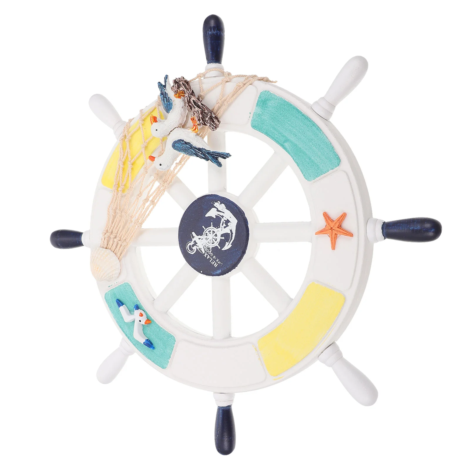 

Decor Wheel Wall Seaside Hanging Ship Pendant Wooden Decorations Style Mediterranean Coastal Nautical Statue Beach Rudder Home