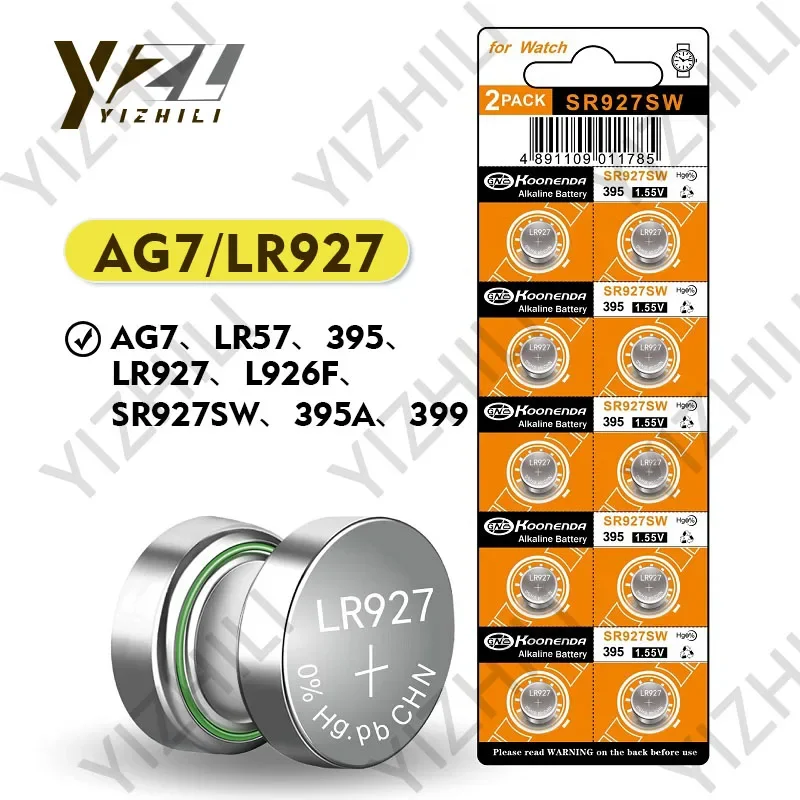 

10-100 шт., Литиевые Батарейки AG7 395 LR927 395AL926F SR927SW