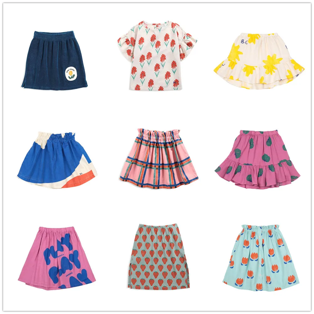 

2022 Spring and Summer BC Same Style Children's Cute Color Matching Graffiti Print Skirt Skirt for Girls
