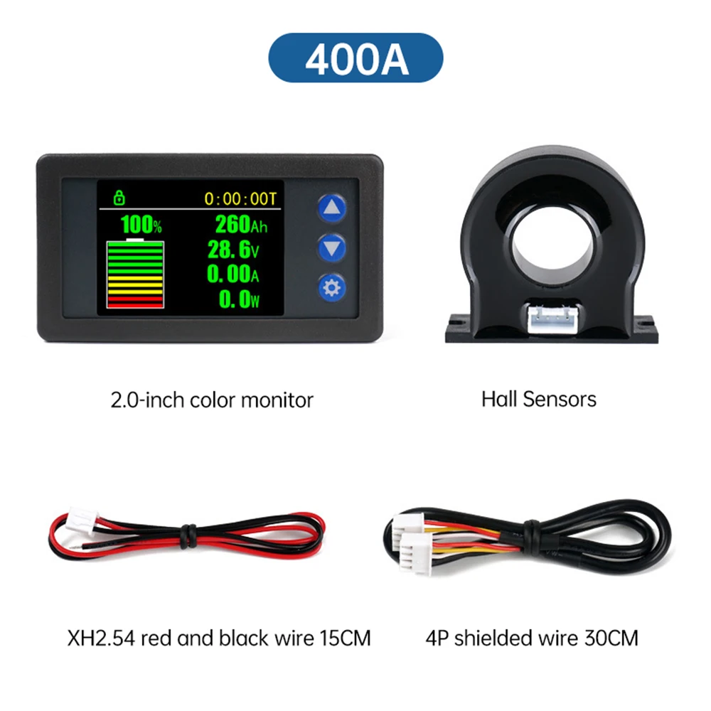 

H56AH ЖК-цифровой измеритель Холла, измеритель напряжения, тока, мощности, дисплей постоянного тока 9-100 В, 50 А, 100 А, 200 А, 300 А, 400 А, автомобильный вольтметр, амперметр