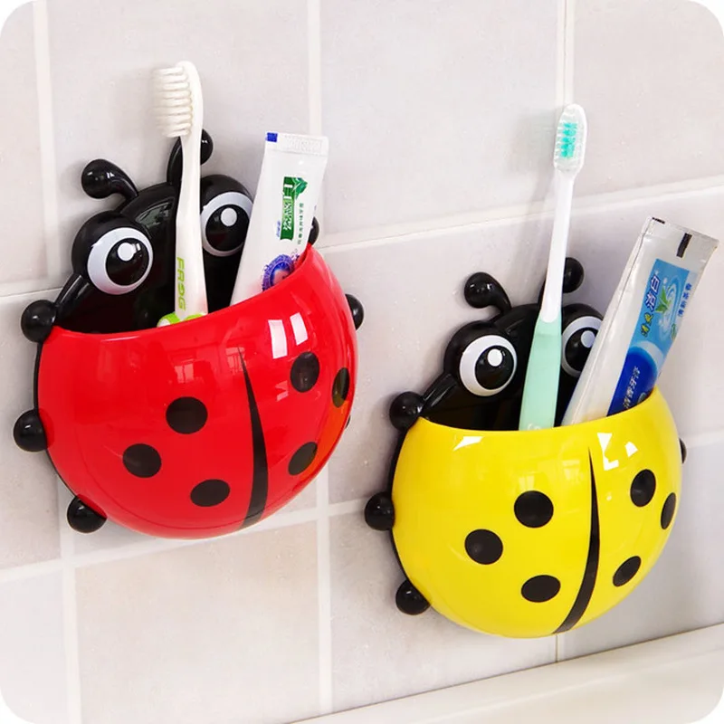 

Creativity Ladybug Animal Insect Toothbrush Box Toothpaste Holder Bathroom Supplies Wall-Mounted Storage Rack Wall Decoration