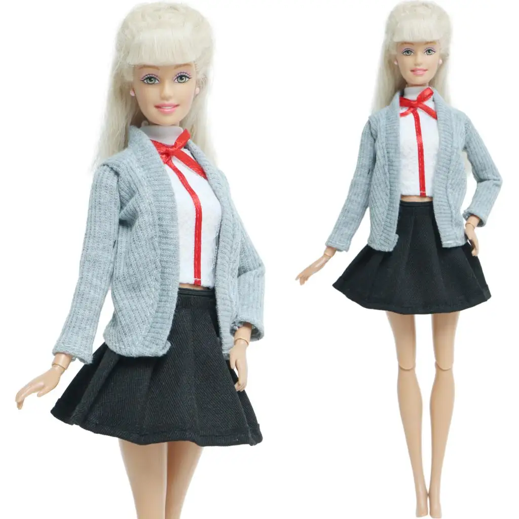 3 шт./компл. кукольный наряд милый топ с бантом пальто юбка платье школьная форма