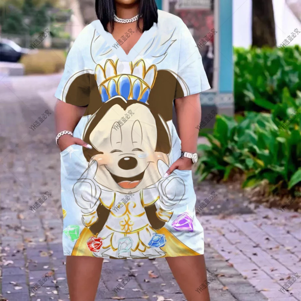 Женское винтажное платье до колен с коротким рукавом и 3D-принтом Микки Мауса |