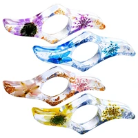 4 pcs dried flower resin thumb book holder handmade resin holders light weight book opener bookmarks wave style