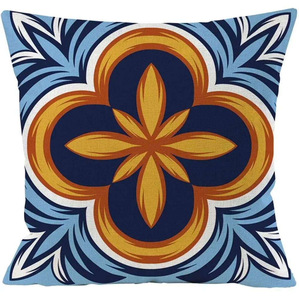 Итальянская короткая плюшевая наволочка с принтом плитки декоративная для