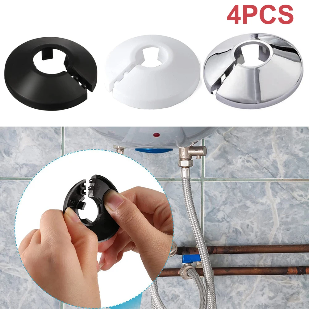 

4pc 15mm Chrome Colour Silver Electroplate Radiator Pipe Collars Cover Floor Adjustable Water Pipe Kitchen Bathroom Tap Accessor