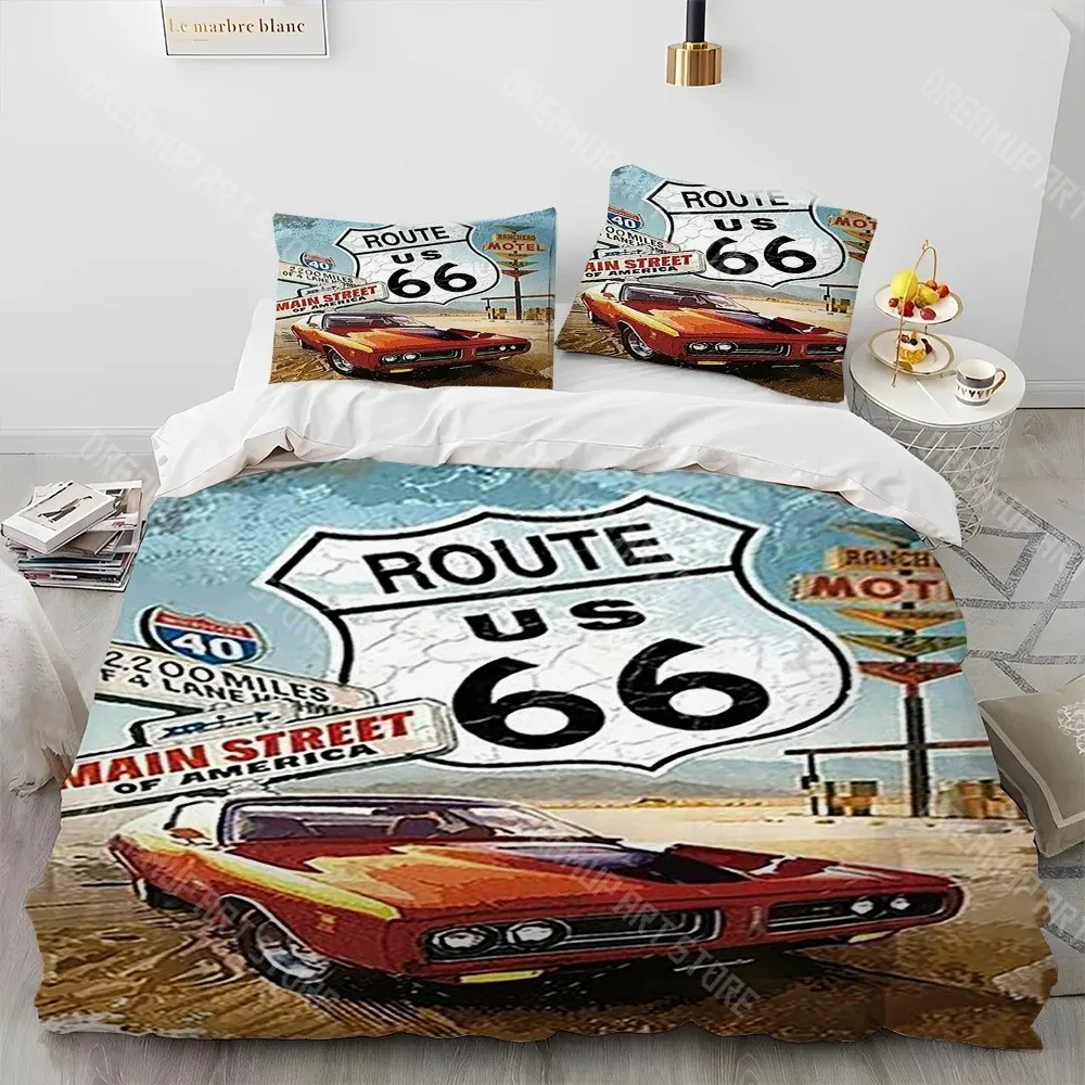 Фото 3D-принт Historic Route 66, Mother Road, Комплект постельного белья с одеялом, Комплект пододеяльников, пододеяльник, Комплект постельного белья размера Queen King №1