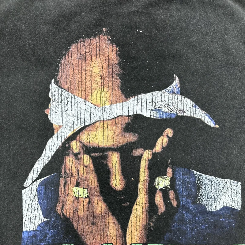 Потертая футболка Tupac с круглым вырезом и коротким рукавом High Street Trend мужская