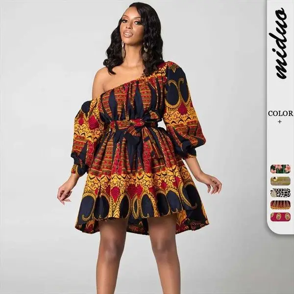 

Selling Sexy Oblique Shoulder Elastic Shrink Dress Short Skirt Summer Digital