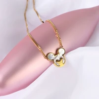 cute mouse pendant necklace for women 2022 trend cartoon titanium steel clavicle chain anime charm jewelry wholesale party gifts