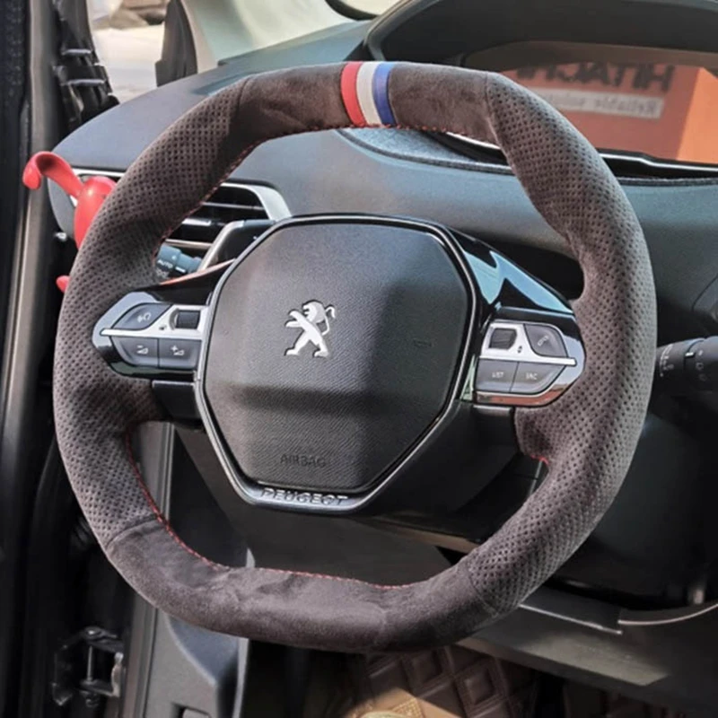 

Car Steering Wheel Cover Wear-resisting Suede For Peugeot 5008 2016-2019 E-208 2020 508 208 2019 2020 3008 4008 Car Accessories