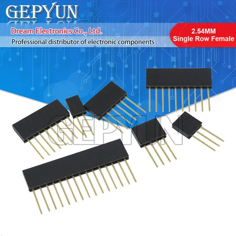 GEPYUN Однорядные женские штифты для Arduino 2/3/4/6/8/10/15Pin