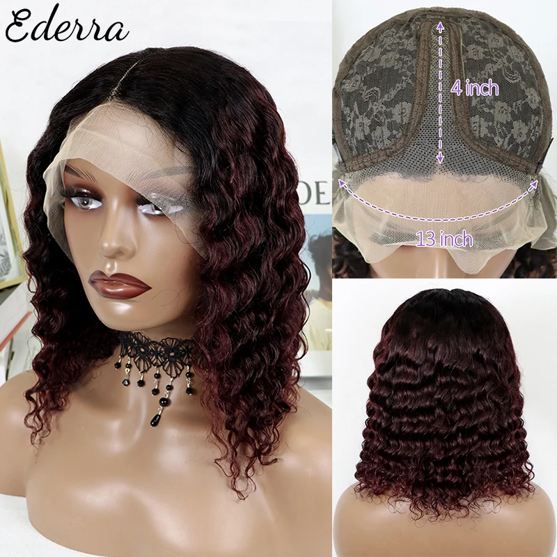 Human Hair Wigs Brazilian Deep Wave 13x1 Frontal Lace Wig Short Wigs Human Hair Jerry Curl Bob Wig PrePlucked Wigs For Women