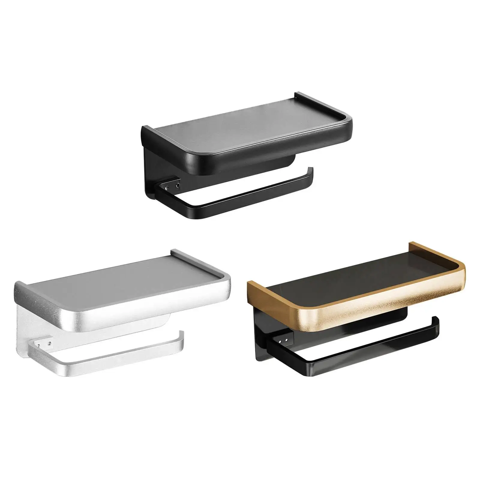 

Multifunctional Toilet Paper Holder with Shelf Self Adhesive Punch Free Shower Shelf